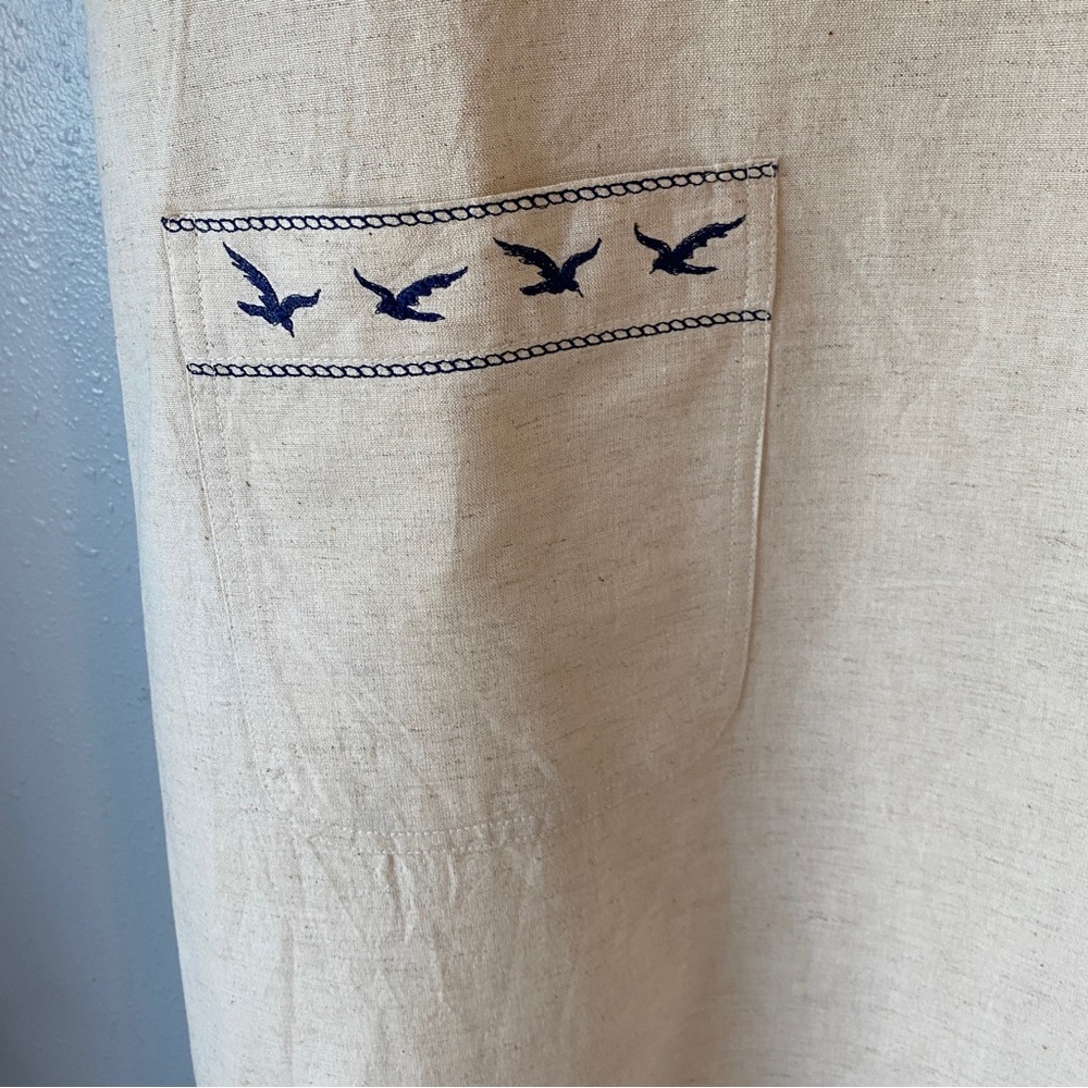 Lemon Grass Linen Blend Nautical Maxi Dress Size M - Picture 6 of 10